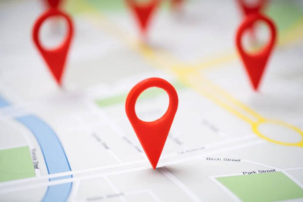close up of map
